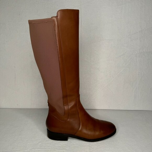Cole Haan Noelle Riding Boots Brown Leather Side Zip Knee high Size 9 B - Picture 7 of 16